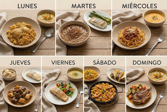 Distribución de comidas a lo largo del día en un entorno cotidiano mostrando diferentes momentos de alimentación